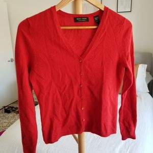 Red cashmere cardigan